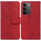 For Realme C75 Geometric Embossed Leather Phone Case(Red) - 1