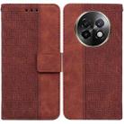 For Realme 13+ Global Geometric Embossed Leather Phone Case(Brown) - 1