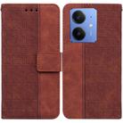 For Realme Neo7 SE Geometric Embossed Leather Phone Case(Brown) - 1