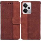 For Realme 14 Geometric Embossed Leather Phone Case(Brown) - 1