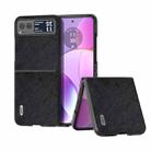 For Motorola Razr 40 ABEEL Dual Color Lichi Texture PU Phone Case(Black) - 1