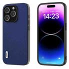 For iPhone 14 Pro Max ABEEL Haze Texture PU Phone Case(Dark Blue) - 1