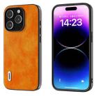 For iPhone 13 Pro Max ABEEL Dual Color Lichi Texture PU Phone Case(Orange) - 1
