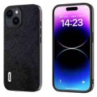 For iPhone 15 Plus ABEEL Dual Color Lichi Texture PU Phone Case(Black) - 1