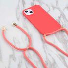 For iPhone 16 Pro Wheat Straw TPU Shockproof Phone Case with Neck Lanyard(Red) - 2