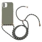 For iPhone 16 Plus Wheat Straw TPU Shockproof Phone Case with Neck Lanyard(Dark Green) - 1