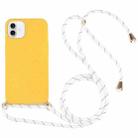 For iPhone 16 Plus Wheat Straw TPU Shockproof Phone Case with Neck Lanyard(Yellow) - 1