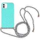 For iPhone 16 Plus Wheat Straw TPU Shockproof Phone Case with Neck Lanyard(Green) - 1