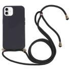 For iPhone 16 Plus Wheat Straw TPU Shockproof Phone Case with Neck Lanyard(Black) - 1