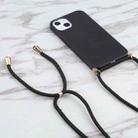 For iPhone 16 Plus Wheat Straw TPU Shockproof Phone Case with Neck Lanyard(Black) - 2