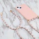 For iPhone 16 Wheat Straw TPU Shockproof Phone Case with Neck Lanyard(Pink) - 2