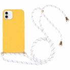 For iPhone 16 Wheat Straw TPU Shockproof Phone Case with Neck Lanyard(Yellow) - 1