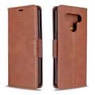 For LG K51 Retro Lambskin Texture Pure Color Horizontal Flip PU Leather Case with Holder & Card Slots & Wallet & Lanyard(Brown) - 1