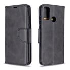 For Huawei P Smart (2020) Retro Lambskin Texture Pure Color Horizontal Flip PU Leather Case with Holder & Card Slots & Wallet & Lanyard(Black) - 1