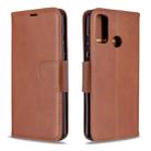 For Huawei P Smart (2020) Retro Lambskin Texture Pure Color Horizontal Flip PU Leather Case with Holder & Card Slots & Wallet & Lanyard(Brown) - 1