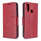 For Huawei P Smart (2020) Retro Lambskin Texture Pure Color Horizontal Flip PU Leather Case with Holder & Card Slots & Wallet & Lanyard(Red) - 1