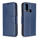 For Huawei P Smart (2020) Retro Lambskin Texture Pure Color Horizontal Flip PU Leather Case with Holder & Card Slots & Wallet & Lanyard(Blue) - 1