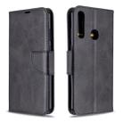 For Huawei Y6P Retro Lambskin Texture Pure Color Horizontal Flip PU Leather Case with Holder & Card Slots & Wallet & Lanyard(Black) - 1