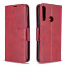 For Huawei Y6P Retro Lambskin Texture Pure Color Horizontal Flip PU Leather Case with Holder & Card Slots & Wallet & Lanyard(Red) - 1