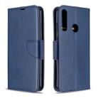 For Huawei Y6P Retro Lambskin Texture Pure Color Horizontal Flip PU Leather Case with Holder & Card Slots & Wallet & Lanyard(Blue) - 1
