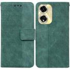 For OPPO A59 5G / A2M Geometric Embossed Leather Phone Case(Green) - 1