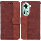 For OPPO Reno11 Global Geometric Embossed Leather Phone Case(Brown) - 1