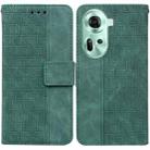 For OPPO Reno11 Global Geometric Embossed Leather Phone Case(Green) - 1