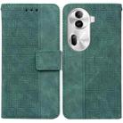 For OPPO Reno11 Pro 5G Global Geometric Embossed Leather Phone Case(Green) - 1