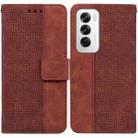 For OPPO Reno12 5G Global Geometric Embossed Leather Phone Case(Brown) - 1