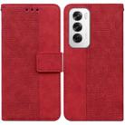 For OPPO Reno12 5G Global Geometric Embossed Leather Phone Case(Red) - 1