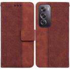 For OPPO Reno12 Pro 5G Global Geometric Embossed Leather Phone Case(Brown) - 1
