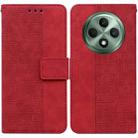 For OPPO Reno12 F 5G Geometric Embossed Leather Phone Case(Red) - 1