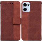 For OPPO Reno13 Global Geometric Embossed Leather Phone Case(Brown) - 1