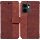 For OPPO Reno13 F 4G / 5G Geometric Embossed Leather Phone Case(Brown) - 1
