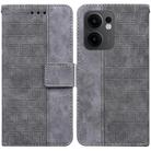 For OPPO Reno13 F 4G / 5G Geometric Embossed Leather Phone Case(Grey) - 1