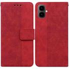 For Tecno Pop 10 / Spark Go 2 4G Geometric Embossed Leather Phone Case(Red) - 1