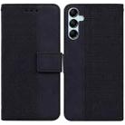 For Samsung Galaxy A15 Geometric Embossed Leather Phone Case(Black) - 1