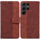 For Samsung Galaxy S24 Ultra 5G Geometric Embossed Leather Phone Case(Brown) - 1