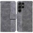 For Samsung Galaxy S24 Ultra 5G Geometric Embossed Leather Phone Case(Grey) - 1