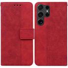 For Samsung Galaxy S24 Ultra 5G Geometric Embossed Leather Phone Case(Red) - 1