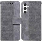 For Samsung Galaxy S24 5G Geometric Embossed Leather Phone Case(Grey) - 1