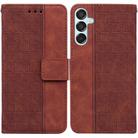 For Samsung Galaxy M15/F15 Geometric Embossed Leather Phone Case(Brown) - 1