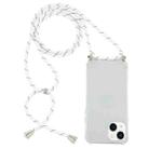 For iPhone 15 Four-Corner Shockproof Transparent TPU Case with Lanyard(White Black) - 1