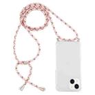 For iPhone 15 Four-Corner Shockproof Transparent TPU Case with Lanyard(Pink Yellow) - 1