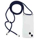 For iPhone 15 Four-Corner Shockproof Transparent TPU Case with Lanyard(Dark Blue) - 1