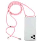 For iPhone 15 Pro Four-Corner Shockproof Transparent TPU Case with Lanyard(Light Pink) - 1