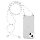 For iPhone 15 Plus Four-Corner Shockproof Transparent TPU Case with Lanyard(White Black) - 1