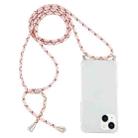For iPhone 15 Plus Four-Corner Shockproof Transparent TPU Case with Lanyard(Pink Yellow) - 1