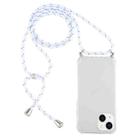 For iPhone 15 Plus Four-Corner Shockproof Transparent TPU Case with Lanyard(White Grey) - 1