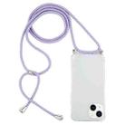 For iPhone 15 Plus Four-Corner Shockproof Transparent TPU Case with Lanyard(Purple Blue Yellow) - 1